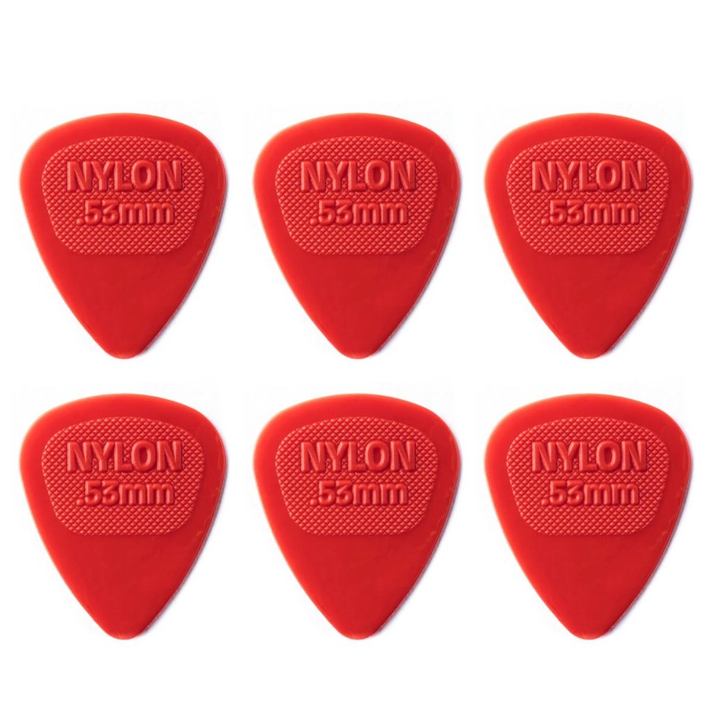 Kit com 6 Palhetas Dunlop Nylon 0,53mm Vermelho
