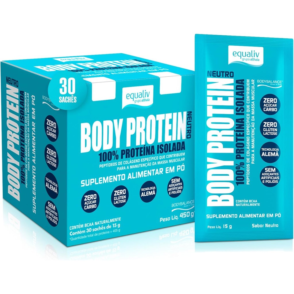 Suplemento Proteico Equaliv Body Protein Neutro Com 30 Sachês De 15g