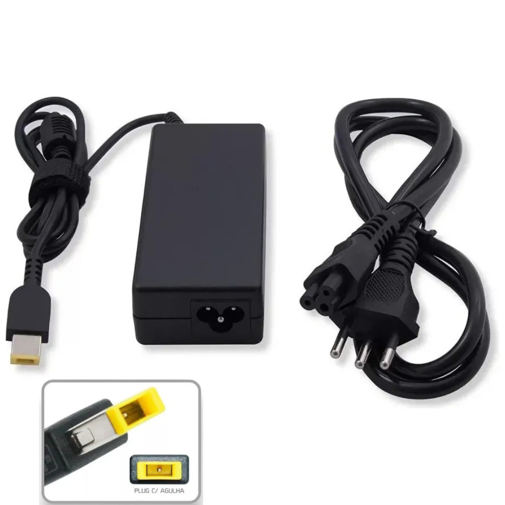 Fonte para Notebook Lenovo G40-70 G40-80 S531 20V 3.25A 65W Pino Retangular 11.0x4.0mm, Bivolt, Cabo de força