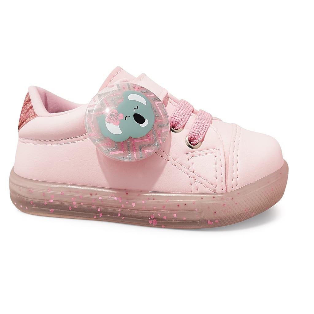 Tênis Infantil Feminino Rosa Tralala Calçados Koala Confortável Escolar Casual Antiderrapante