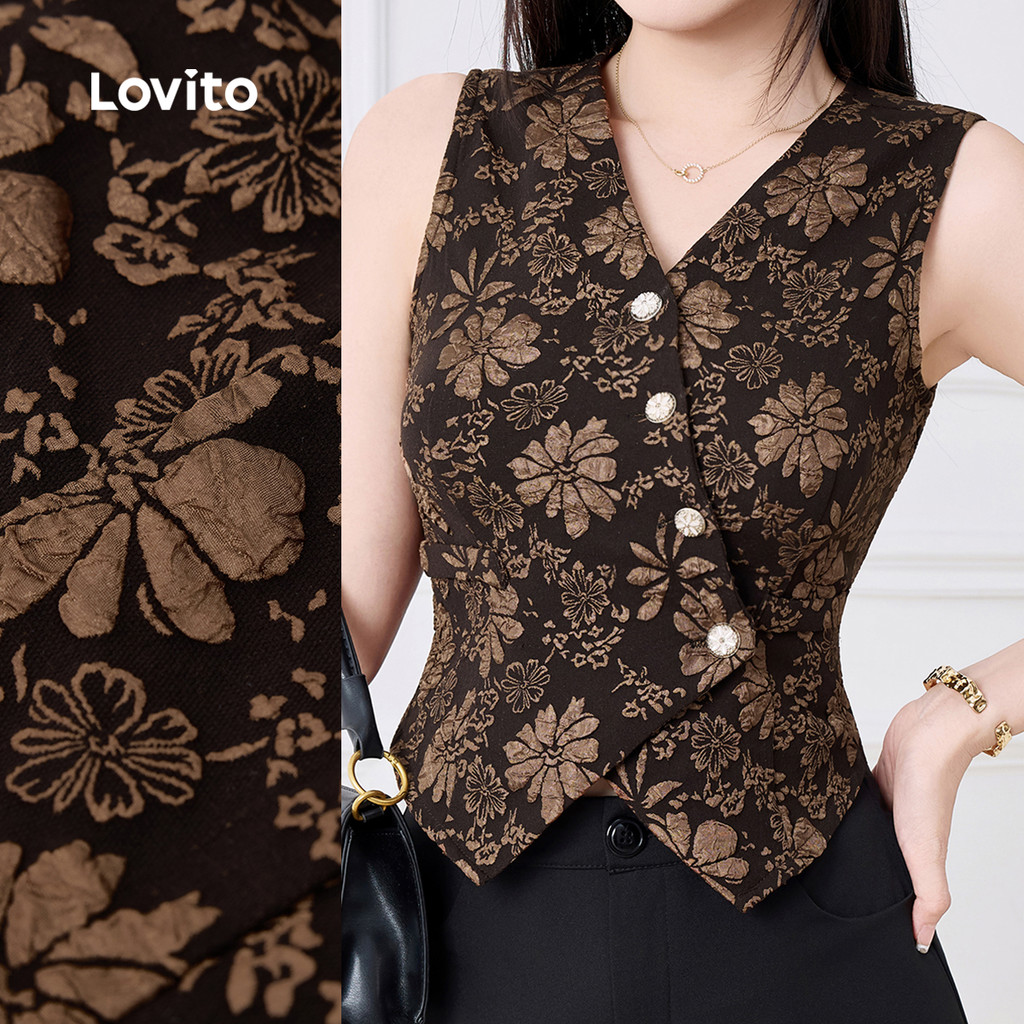 Lovito Blusa Casual de Pérolas Primavera/verão para mulheres L143AD640 em Oferta na Shopee