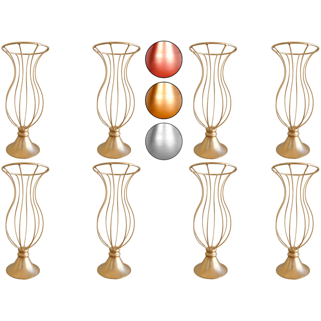 8 Vaso Dourado Armação De 30cm Para Pedraria Decoração de Mesa Festa Luxo