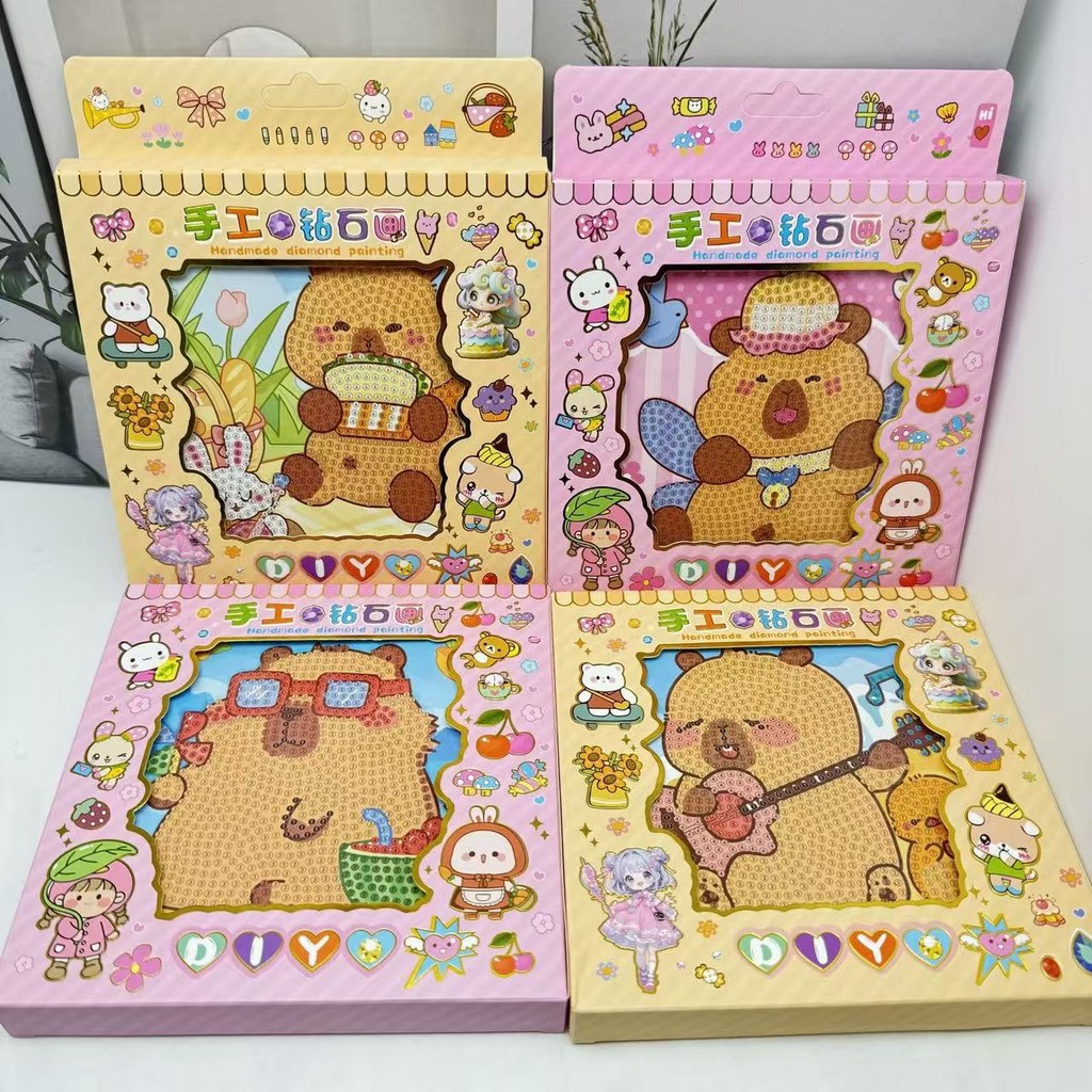 Kit Pintura Com Diamante Infantil DIY Desenho Animado Moldura Artesanato-CAPIVARA