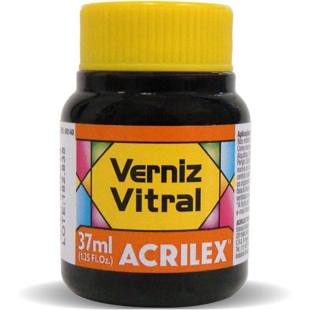 Verniz Vitral Laranja 517 - Acrilex - 37ml Perfeito para Copos Garrafas Vasos Outras Efeito Vitrais