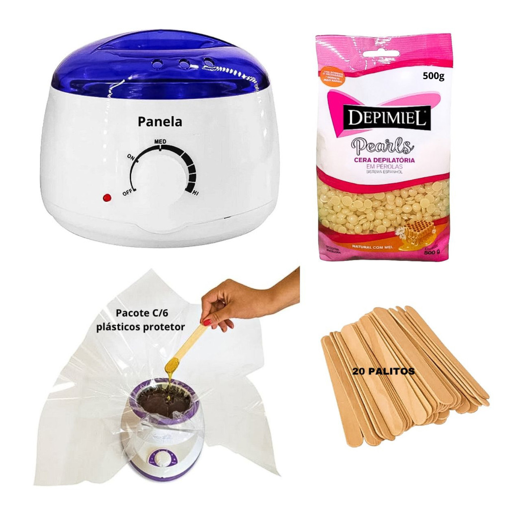 Kit Depilação Termocera Panela Aquecedora + Cera Quente Em Pérolas - Depimiel Nº 7