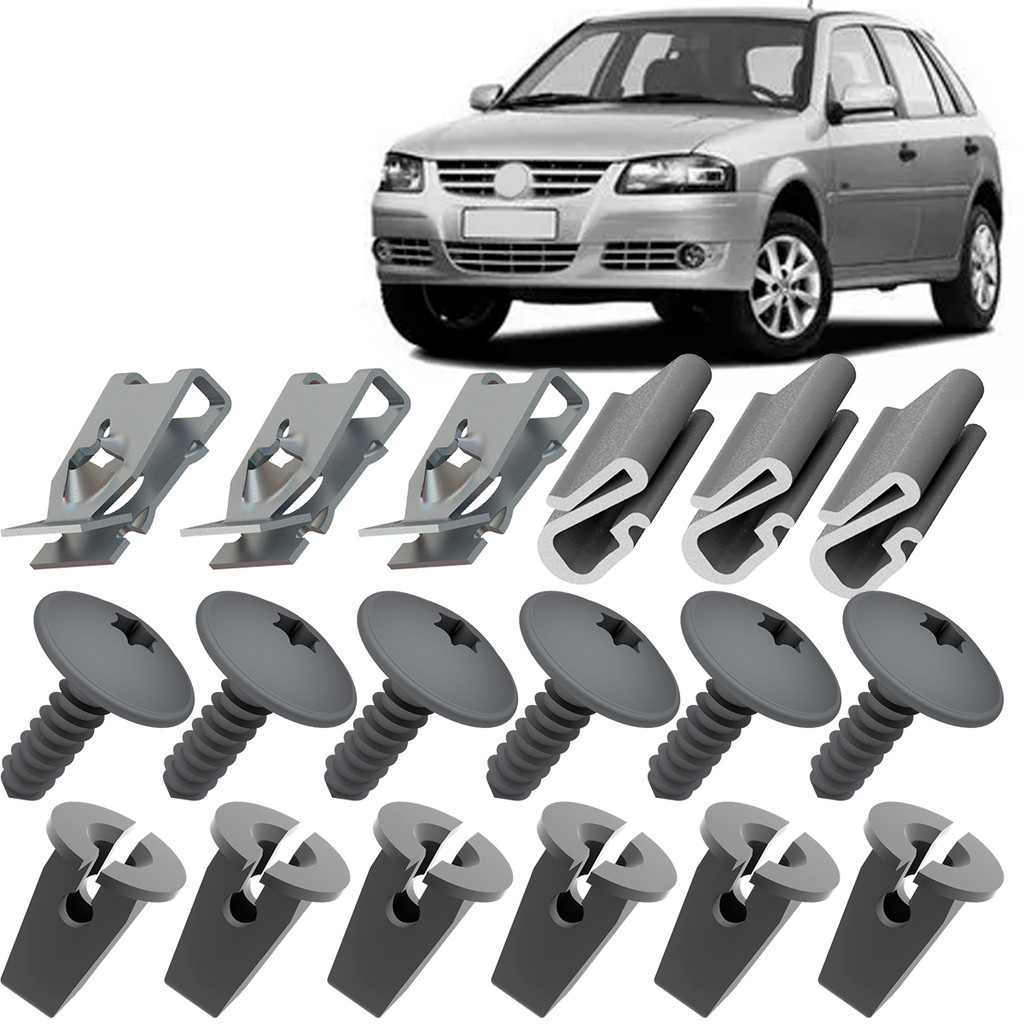 Kit Grampo Presilha 18 Peças Parabarro Dianteiro Saveiro G4 2005 2006 2007 2008 2009 2010 2011 2012