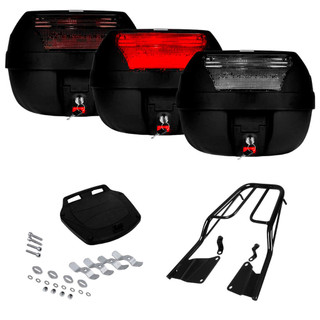 Bauleto Bau 28L + Bagageiro Aço Preto Sansão Titan 160 2016 à 2021 Suporta Até 6Kg em Oferta na Shopee