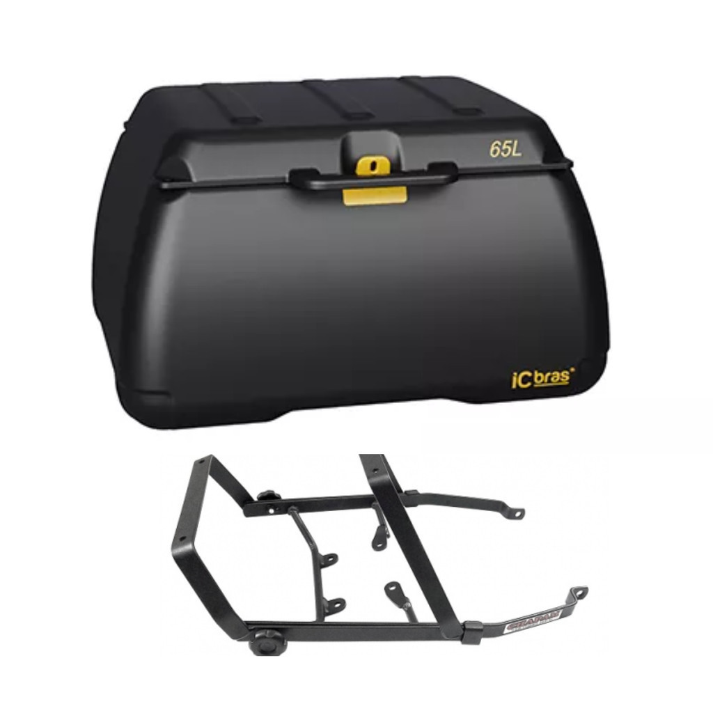 Caixa De Moto 65 Litros E Suporte Reforçado Entregador Cg Start Fan 150 160 2024