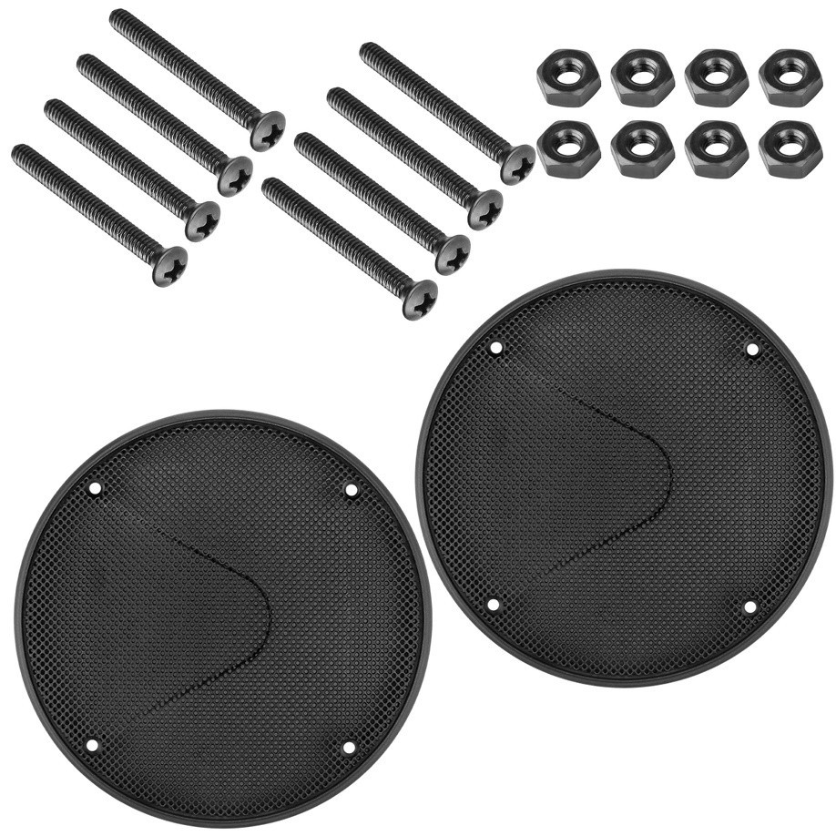 Kit Par Tela Plástica Premier Redonda Preta 6 Polegadas + Parafusos