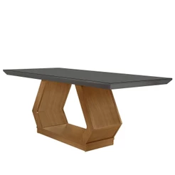 Mesa Para Sala De Jantar Lara 180cm Em Mdf E Vidro Grafite