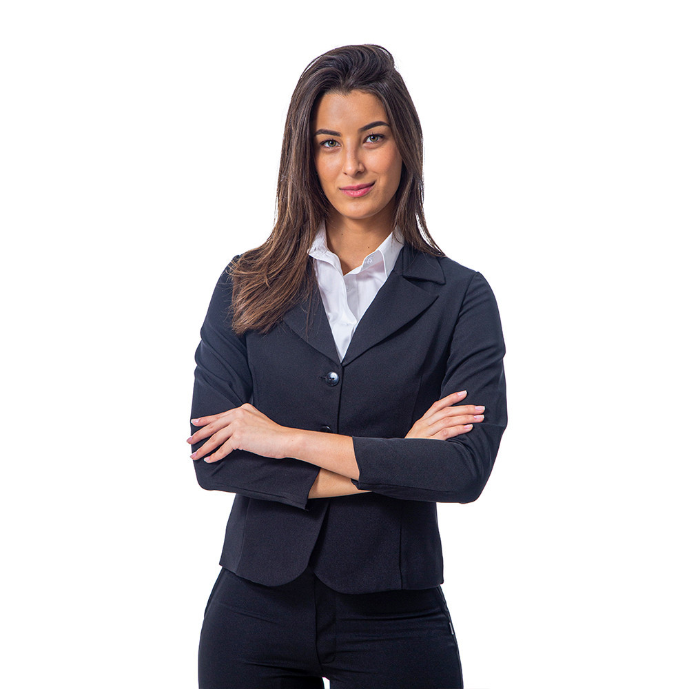 Blazer feminino com elastano preto alfaiataria forrado  Blanco Raro