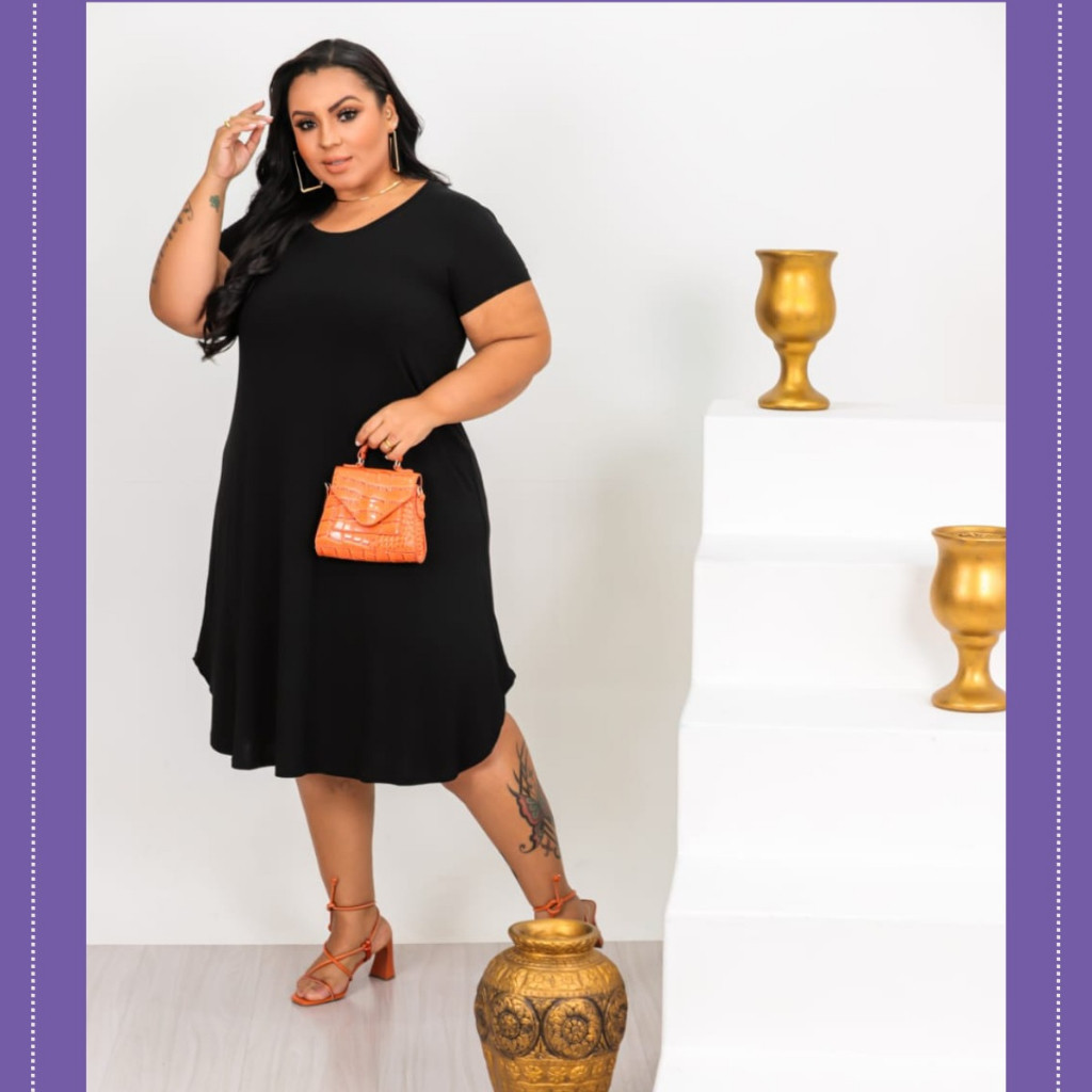 Vestido Midi Plus Size Feminino G3,G1,G Tamanhos Grandes de malha Confortável Evangélico