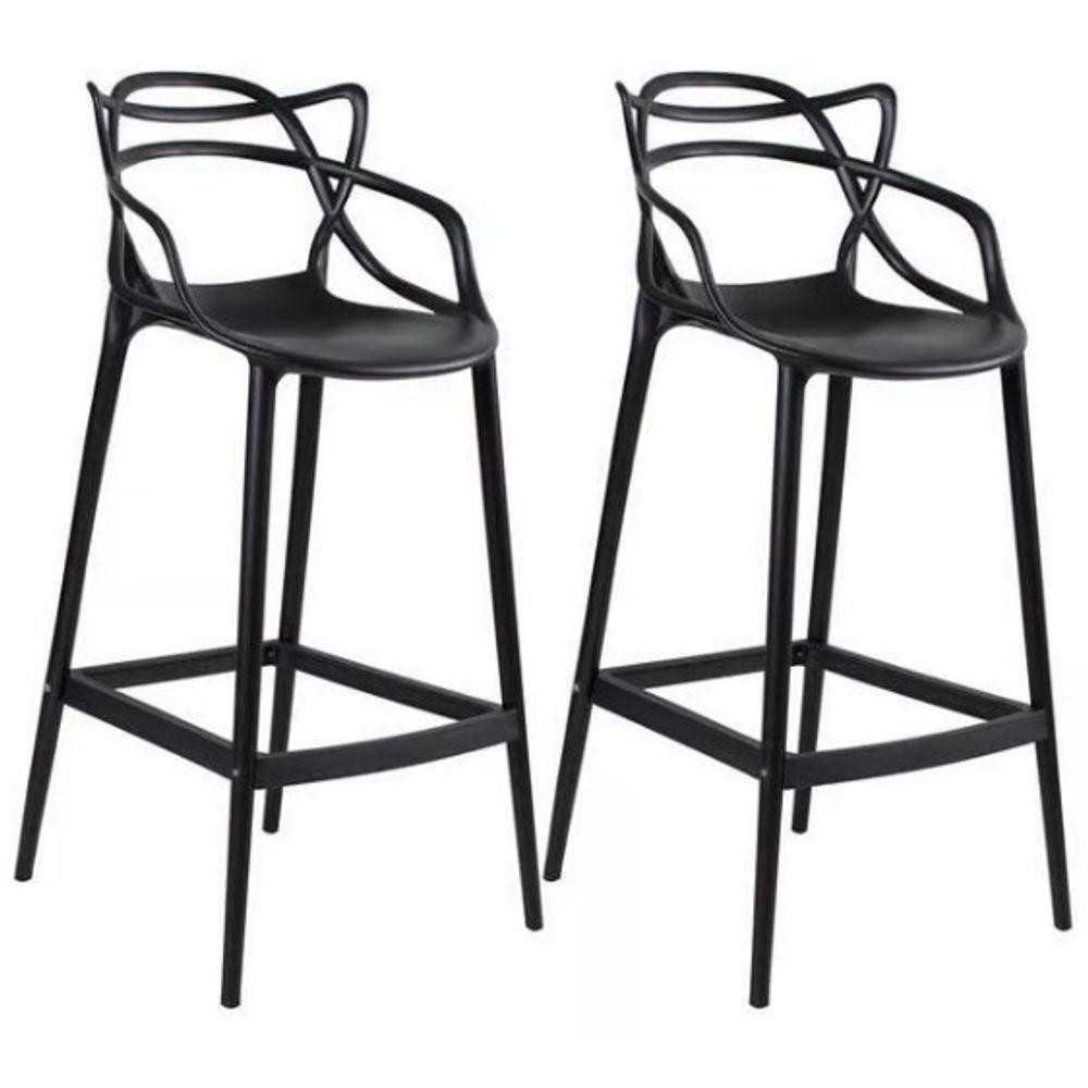 Conjunto 2 Banqueta Allegra Alta Master Preta Polipropileno em Oferta na Shopee