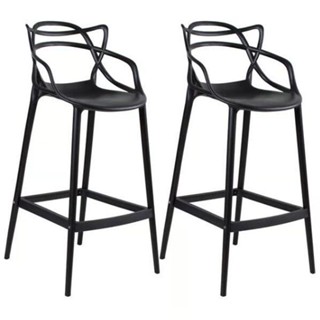 Conjunto 2 Banqueta Allegra Alta Master Preta Polipropileno em Oferta na Shopee