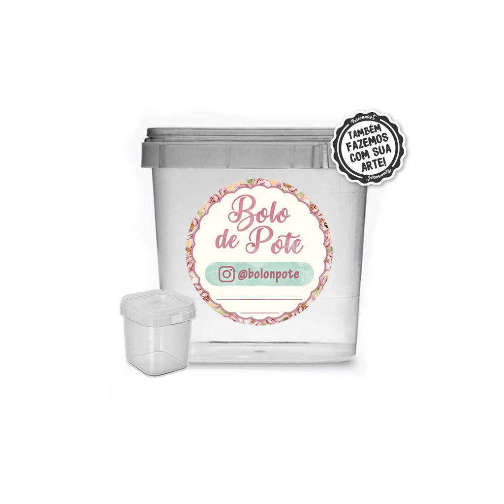 KIT 24 Adesivos para Bolo de Pote Personalizado Rótulo Bolo de Copo Modelo 18 Pote de Bolo