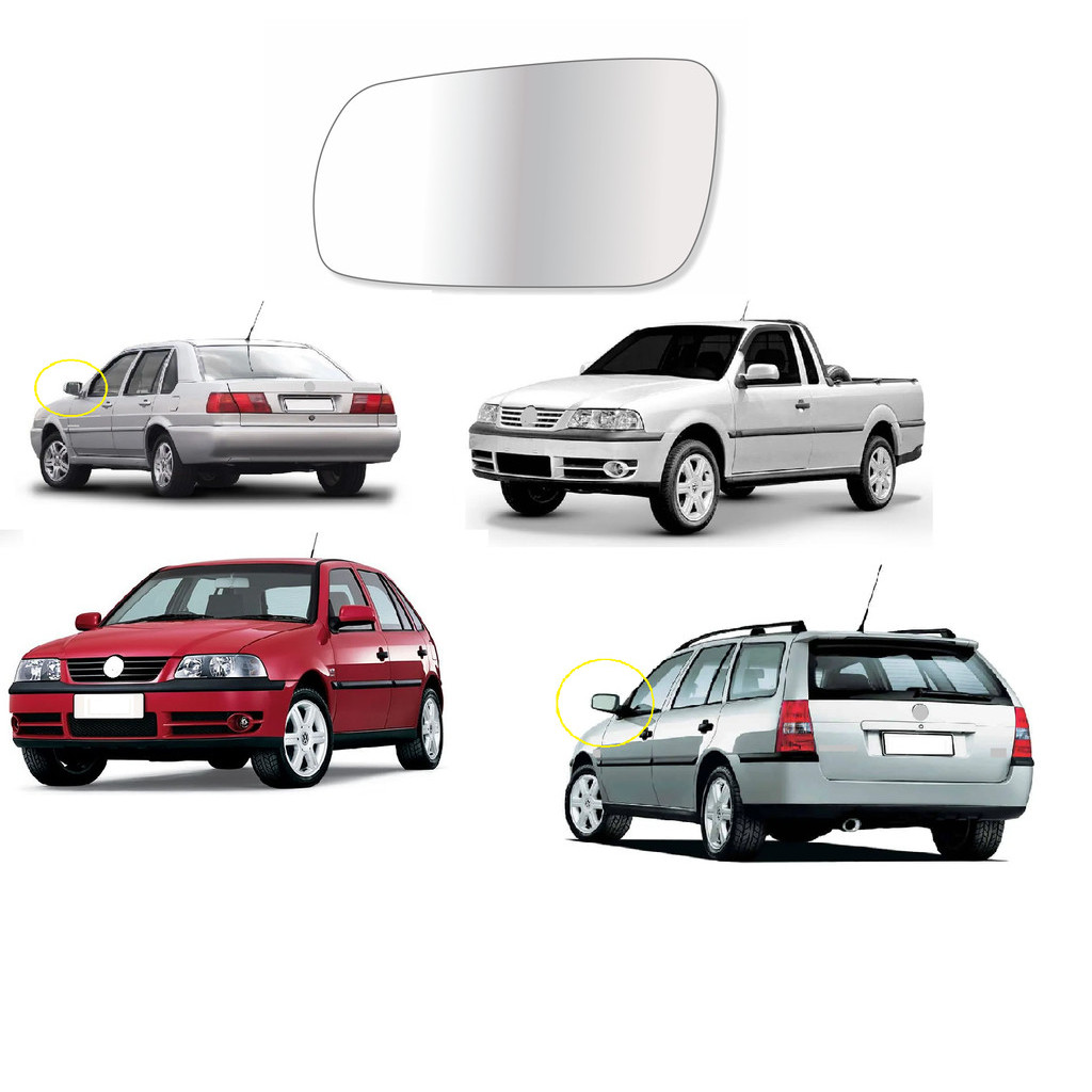 Lente Retrovisor Gol Parati Saveiro G3 2000 a 2007 Santana 1998 a 2006 C Base Esquerdo