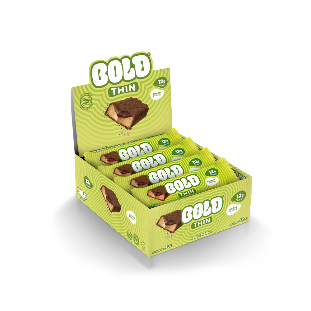 Barra de Proteína BOLD Snacks Thin Bombom de Coco (12g de Proteína) - Caixa com 12 unidades - Food & Beverages