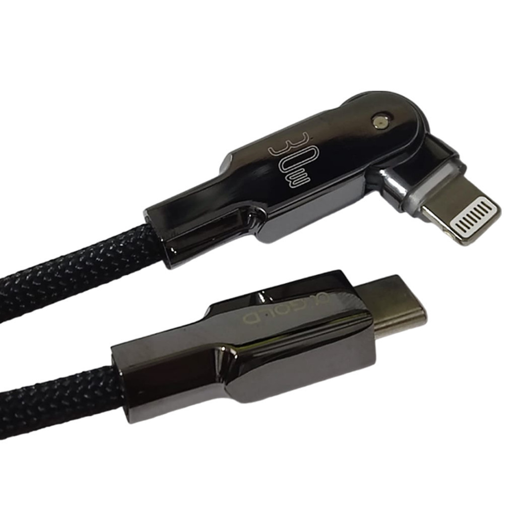 Cabo Carregador Celular Smartphone Jogos Type-C USB-C Articulado Nylon 4mm Grosso 1Metro