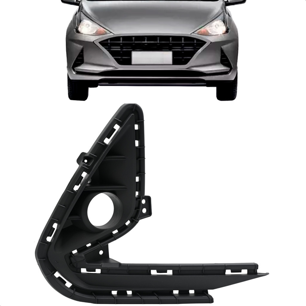 Grade Farol Milha Hb20 Hatch Sedan 2021 2022 Preta Com Furo