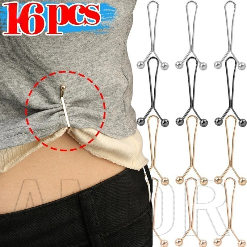 4/16Pcs Clipes Fixos Para Punho-Calças , Saia , Xaile De Lenço De Cabeça-Clip De Cintura Em Forma De UV-Antiderrapante , Sem Costura , Ajustável , Unisexo-Alfinetes De Broche-Acessórios De Vestuário em Oferta na Shopee