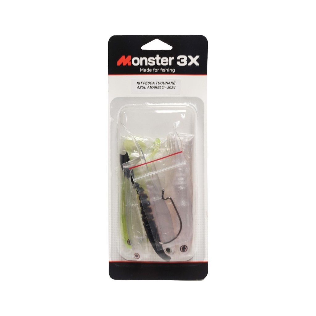 Kit de Iscas Artificial Tucunaré Azul Amarelo - Monster 3X