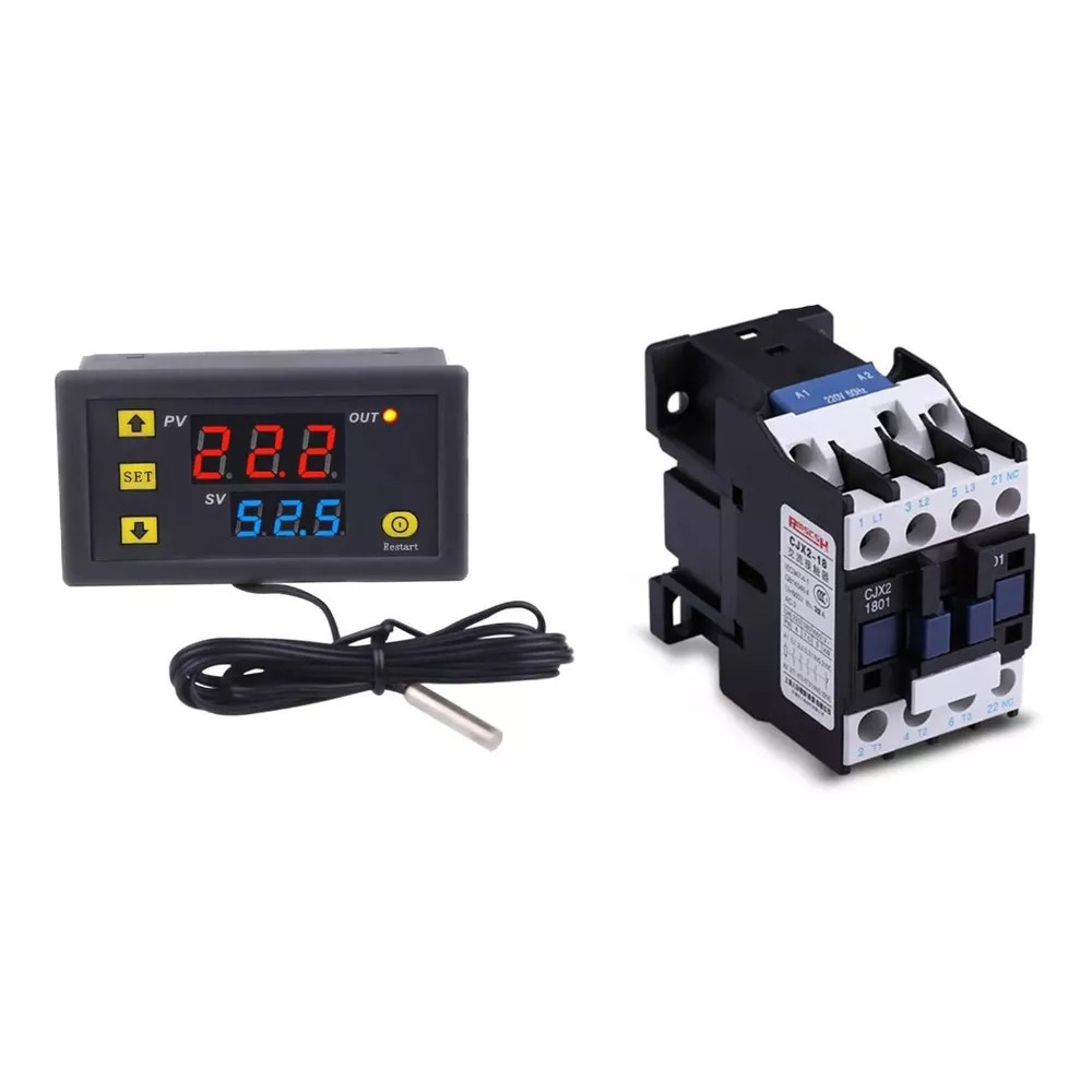 Termostato Controle Temp W3230 + Chave Contatora Cjx2-1801