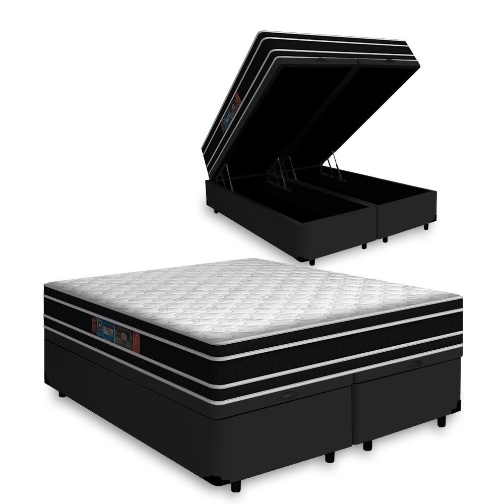 Cama Box Baú com Colchão de Espuma D33 Castor Black White Double Face Queen 158cm em Oferta na Shopee