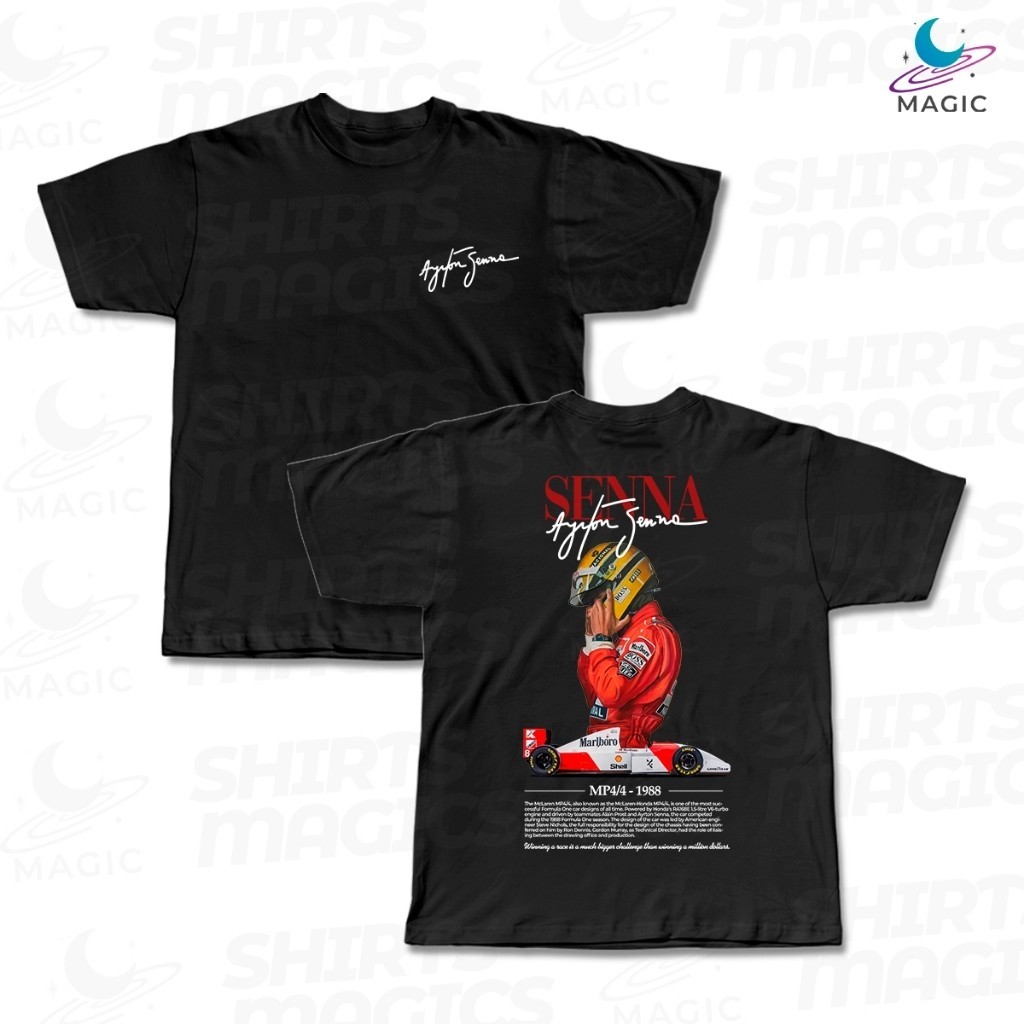 Camisa Básica Magic Car  F1 - MP4/4 1988 Frentee e verso 100% algodão unissex