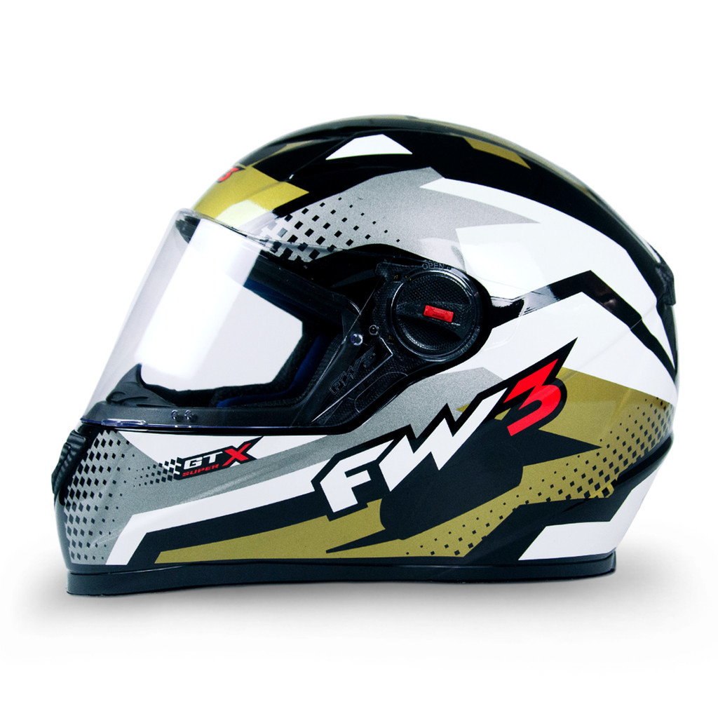 Capacete Moto Fechado GT Super Dourado Cinza/Branco Viseira Cristal Inmetro Tamanhos 56 58 60 - FW3