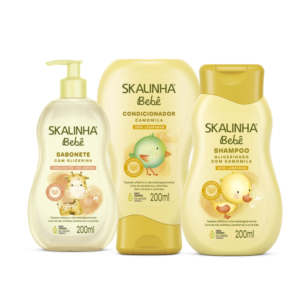 Kit Shampoo Condicionador E Sabonete Bebê Infantil Skalinha - Mom & Baby