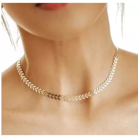 Choker Escama de Peixe Folheado Ouro Choker Feminino Escama de Peixe