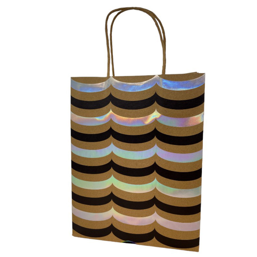 Sacola de Papel Kraft para Presente Ondulada Metalizada - Prata - 31x25x11cm - 1 unidade - Rizzo em Oferta na Shopee