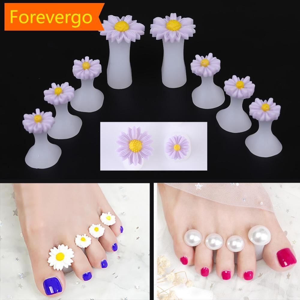 forevergo 8 Pcs Separador De Unha Do Dedo Pé Ferramentas De Trava De Silicone Macias E Fofas Daisy Heart Shaped Rhinestones Nail Art U6Z5