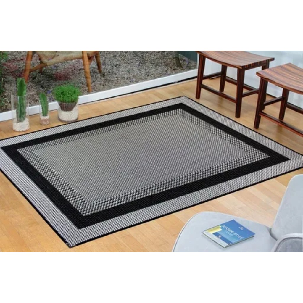 Tapete Para Sala Cinza Preto 2m x 1,50m Sisal Facil Limpar