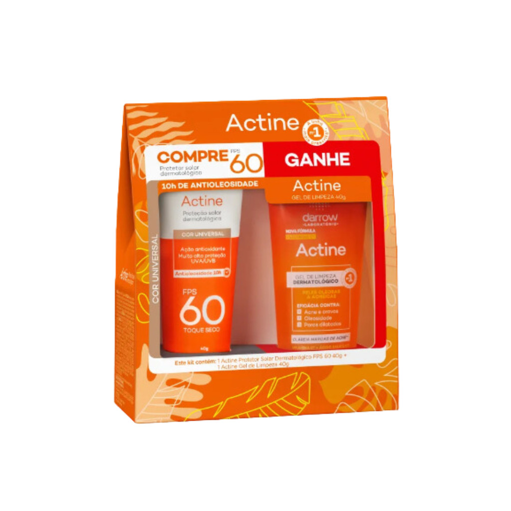 Kit Actine Protetor Solar FPS 60 Color 40g + Gel de Limpeza 40g