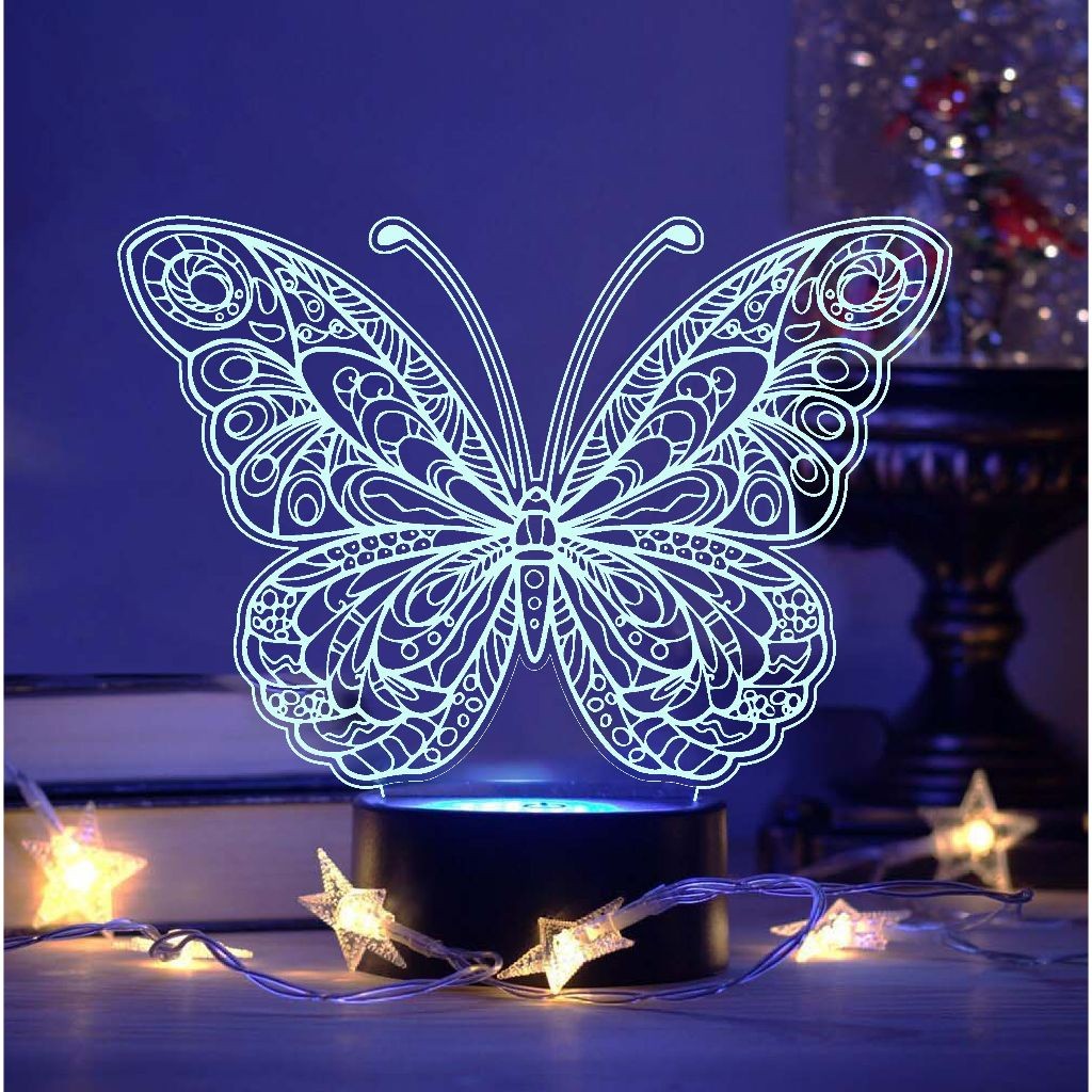 Luminária LED 7 cores RGB Borboleta - Presente, Borboletas, Insetos, Butterfly, ALTA QUALIDADE