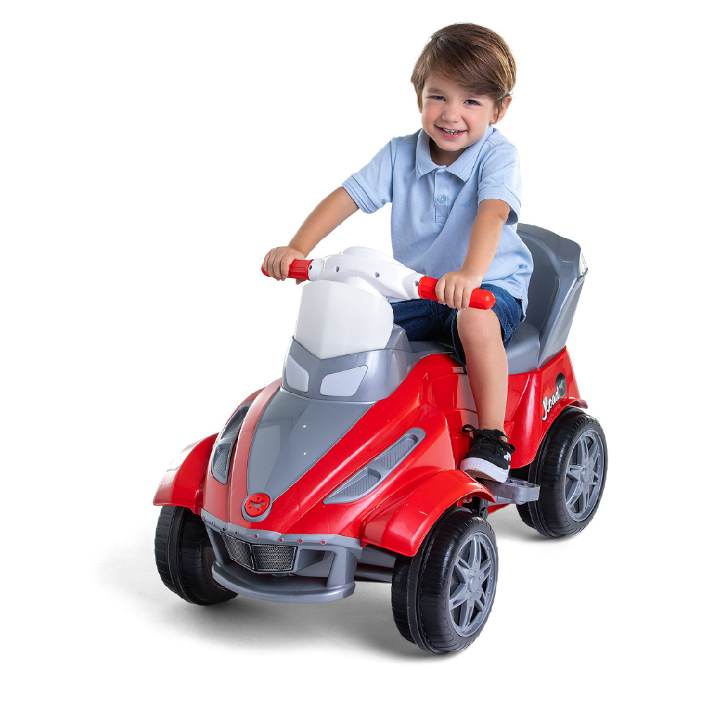 Carrinho De Passeio Infantil Road Vermelho Calesita 2x1 Passeio Pedal Com Buzina Proteção Empurrador
