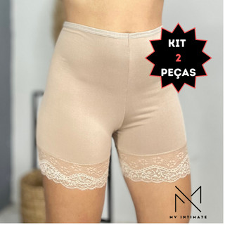 KIT 2 Anaguas Short Segunda Pele Com Renda em Oferta na Shopee