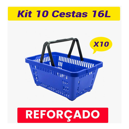 10 Cesta Plástica Reforçada Supermercado Mercado Resistente Cestinha De Compras Vazada 16 Litros em Oferta na Shopee