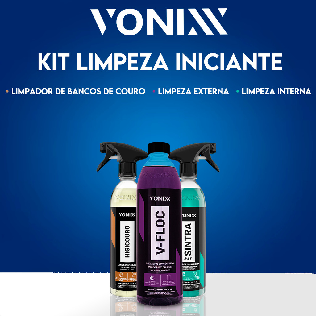 Kit Limpeza Iniciante Vonixx Higicouro + V-Floc + Sintra Fast Limpeza Interna e Externa