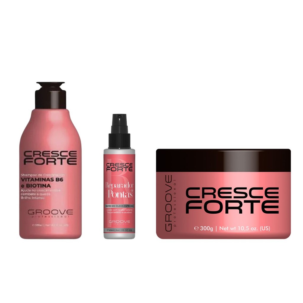 Kit Cresce Forte Shampoo, Máscara, Reparador + Ampola Brinde