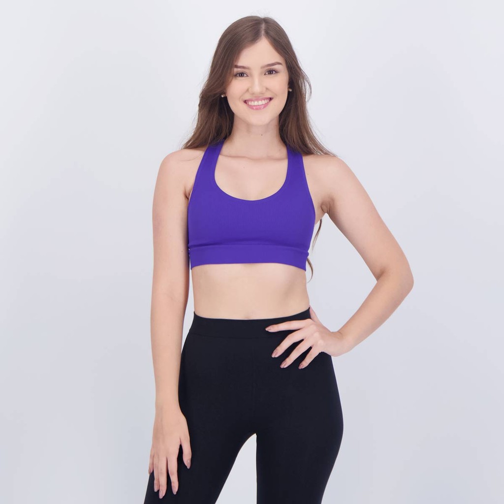Top Selene Canelado Sem Costura Feminino Roxo - Women Clothes