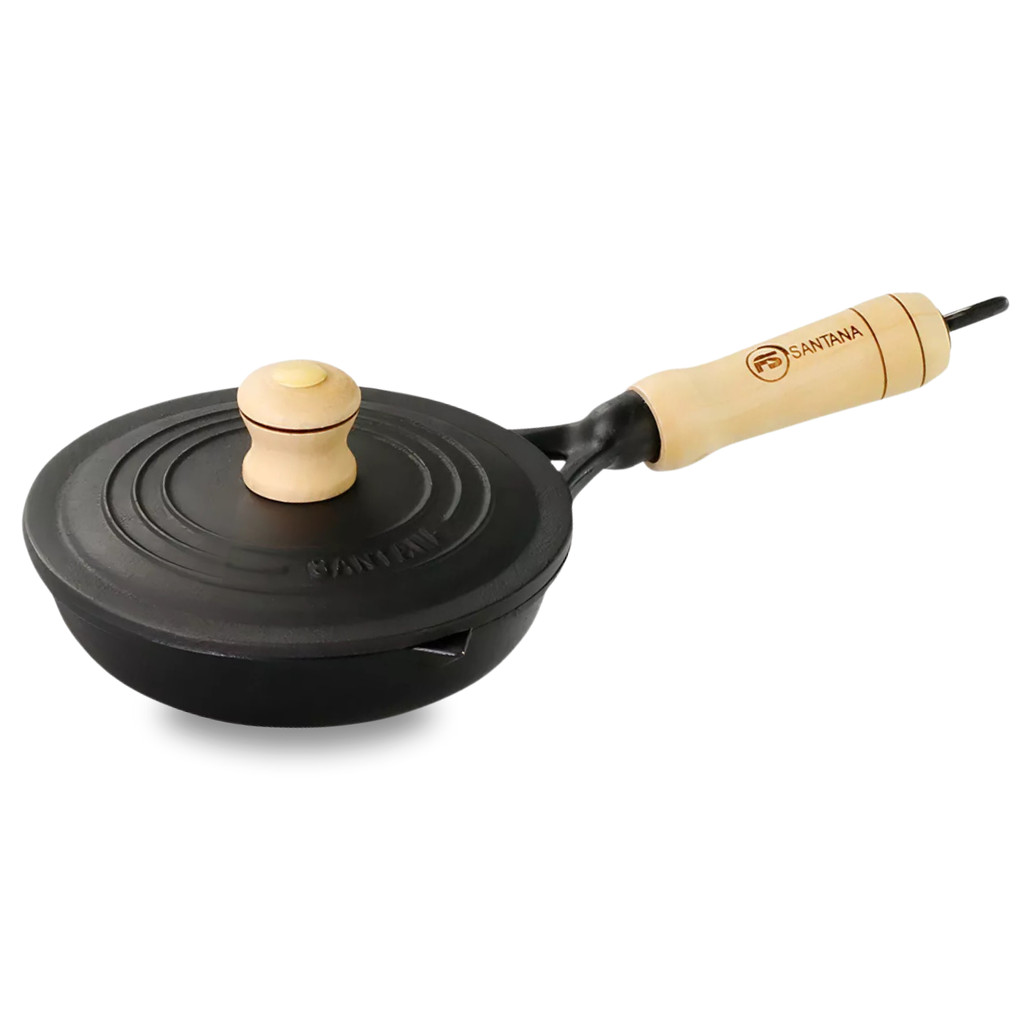 Frigideira 1 Ovo Ferro Fundido Santana Egg Pan Com Tampa