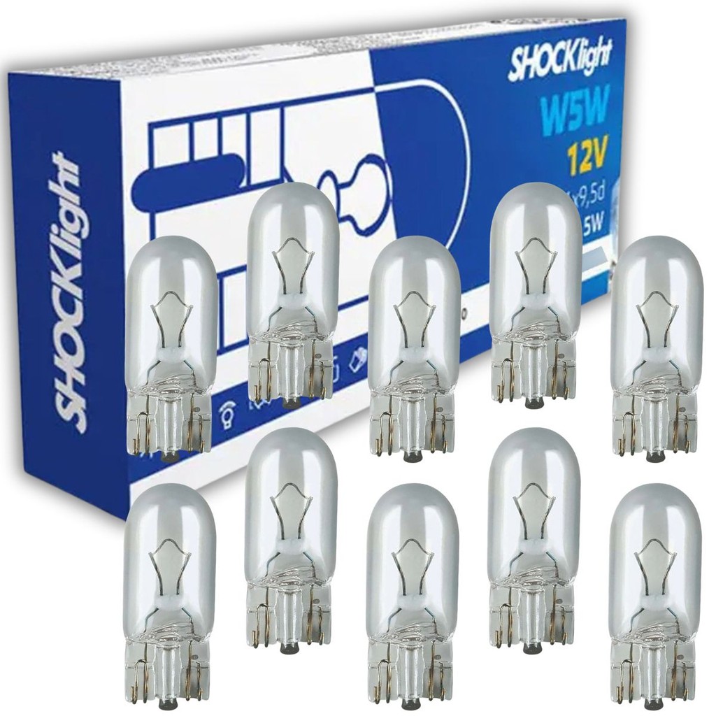 Lampada Comum T10 Pingão 12v 5w Shocklight Caixa Com 10