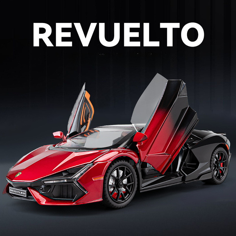 1 : 24 Lamborghini Revuelto Liga Modelo Luz E Efeito Som Diecast Para Meninos Presente De Aniversário Crianças Brinquedo