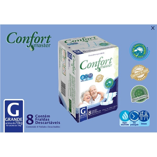 Fralda Geriátrica Confort Master G Com 8 Unidades