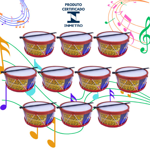 Kit 10 Tambor Tamborzinho Brinquedo Atacado Festa Infantil Instrumento Educacional em Oferta na Shopee
