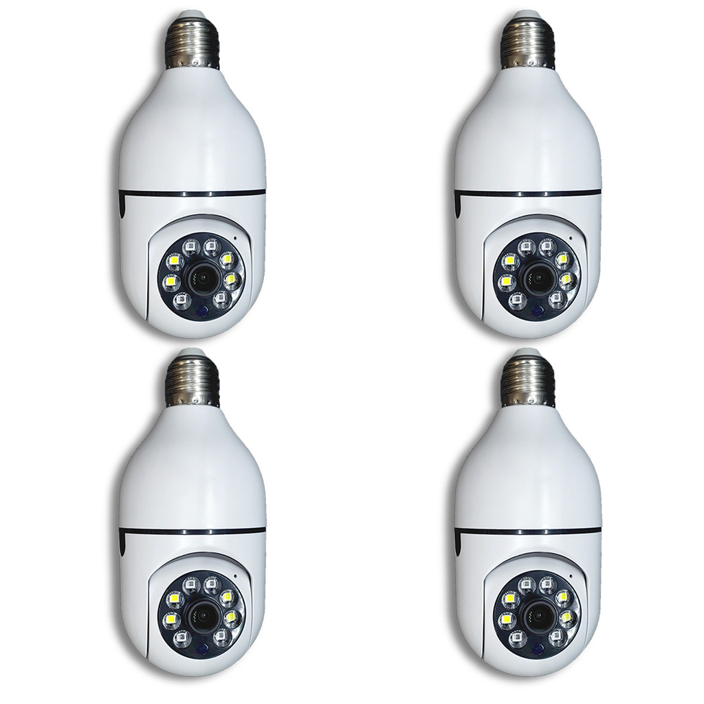 Kit 4 Camera Ip Segurança Lampada Panoramica Rastreio Wifi Espia