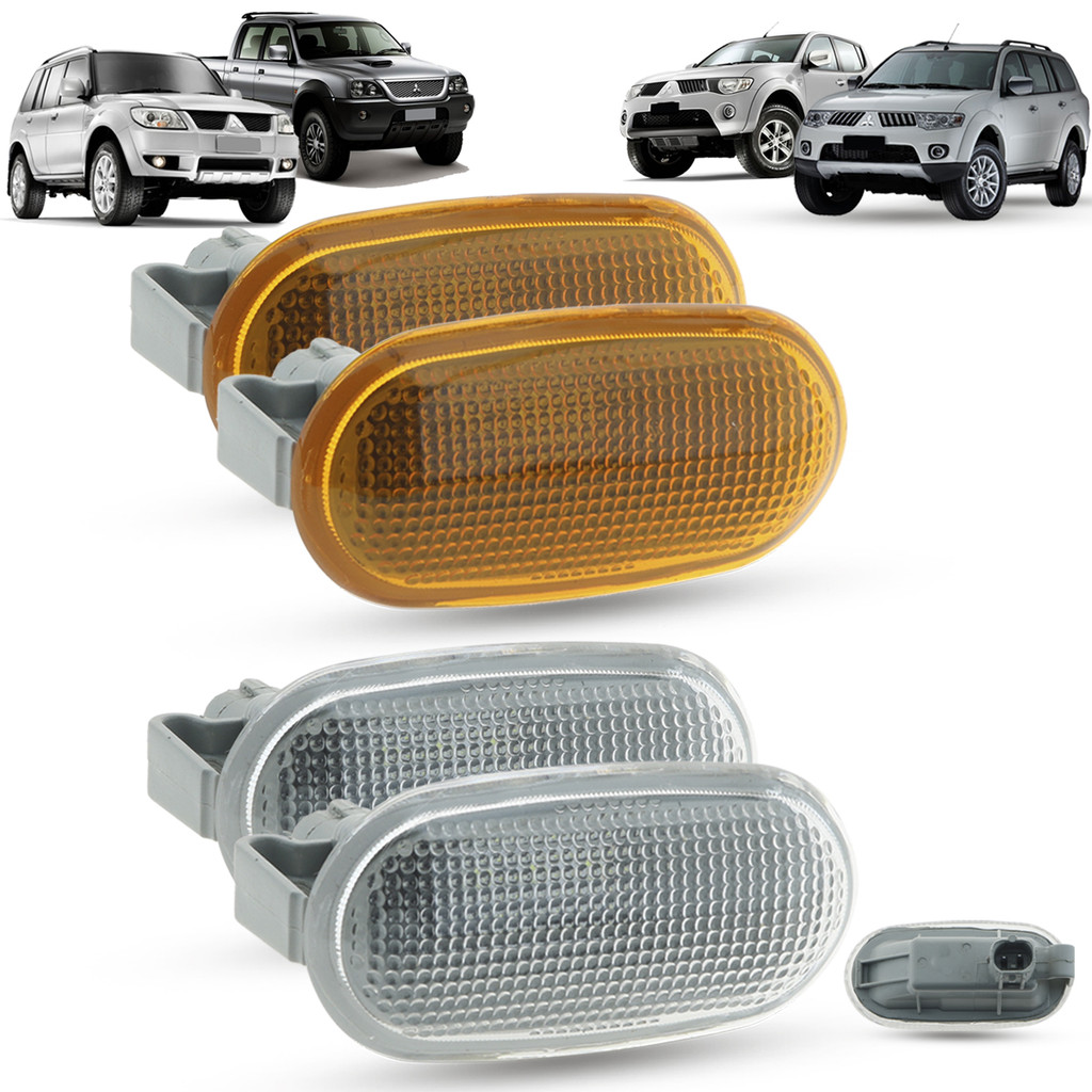 Par de Lanterna Pisca Seta Lateral Com LED Mitsubishi L200 Triton Outdoor Pajero Sport TR4 Dakar GLS GLX Full