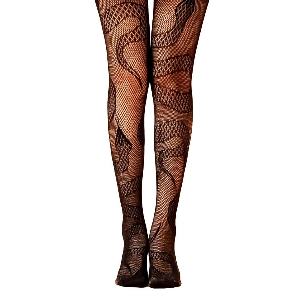 Fantasia de Halloween Feminino Meia Calça Arrastão de Cobra
